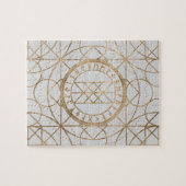 Wyrdのくもの巣運命-パステル調の金ゴールドのマトリックス ジグソーパズル (横)