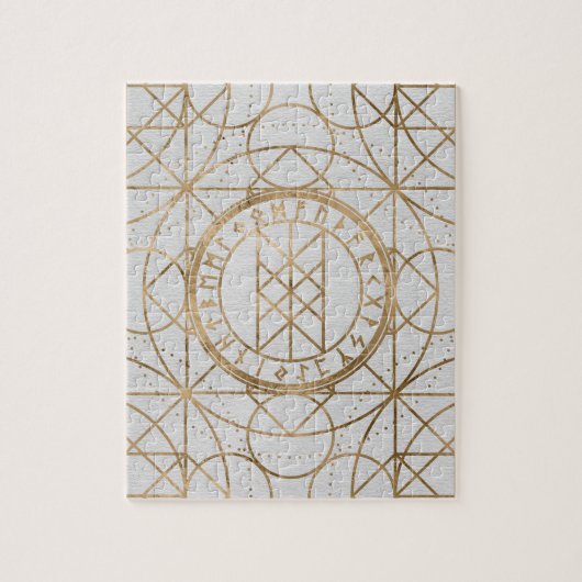 Wyrdのくもの巣運命-パステル調の金ゴールドのマトリックス ジグソーパズル (縦)