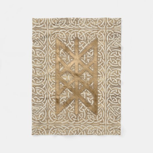 Wyrdのくもの巣運命-ヴィンテージの金ゴールドのマトリックス フリースブランケット (正面)