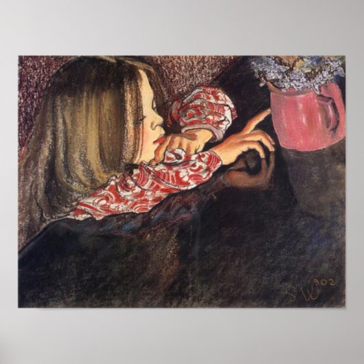 Wyspianski, Helenka with a Veler of Flowers, 1902 ポスター (正面)