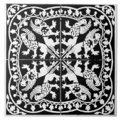 Wyvern Griffin Beast Medieval Black White Antique タイル (正面)