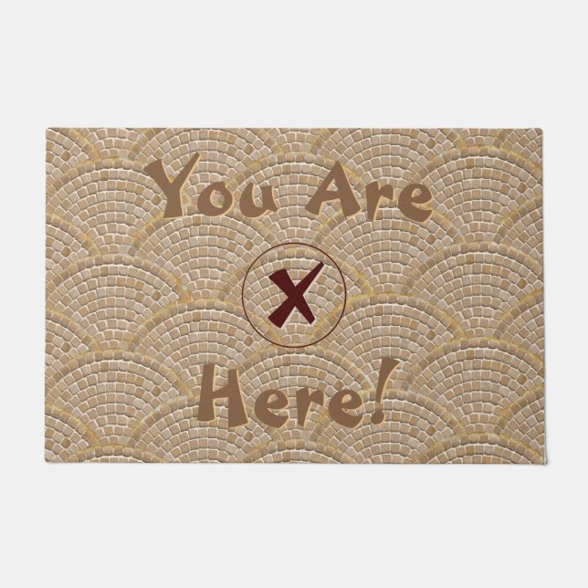 Xがおもしろいその場を示す ドアマット (正面)