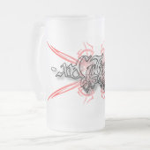 - xによって曇らされるマグ001 -種族のスカル フロストグラスビールジョッキ (正面左)