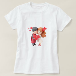 Xのためのかわいいスーパーヒーロー恋人バレンタインデーTシャツ Tシャツ