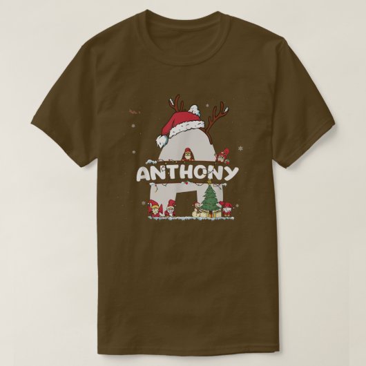 Xのアンソニー名を付けたアンソニー・クリスマスシャおもしろいツ Tシャツ (デザイン正面)