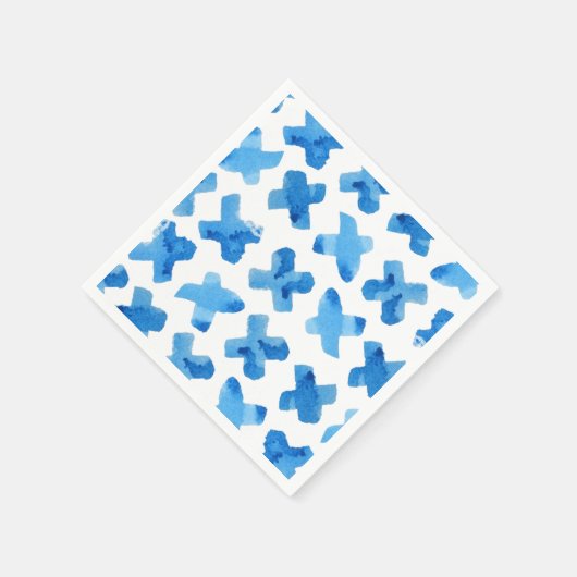 Xの模様に交差する絞り青い水色 スタンダードカクテルナプキン (角)