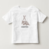XはXenarthra用：アルファベットを見つける トドラーTシャツ (正面)