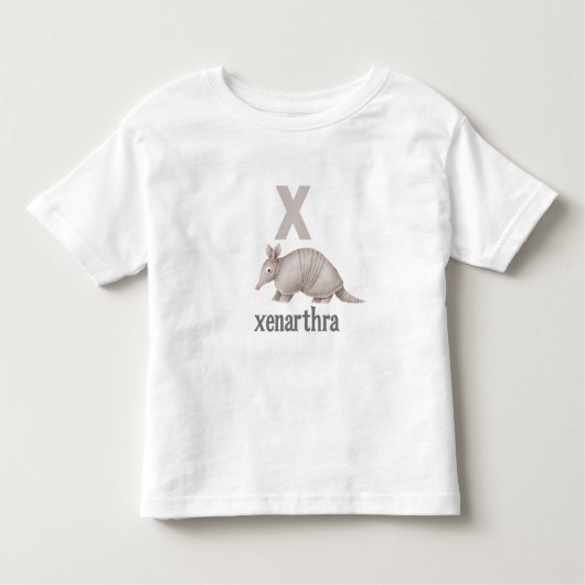 XはXenarthra用：アルファベットを見つける トドラーTシャツ (正面)