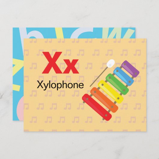XはXylophone用 – Alphabet Flash Card ポストカード (正面/裏面)