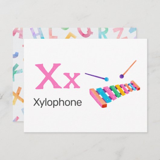 XはXylophone用 – Alphabet Flash Card ポストカード (正面/裏面)