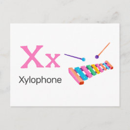 XはXylophone用 – Alphabet Flash Card ポストカード