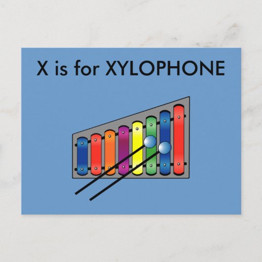 XはXylophone Alphabet Flashcard用 ポストカード (正面)