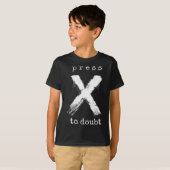 Xを押して疑うミーム Tシャツ (正面フル)