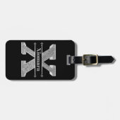 Xイニシャルパーソナライズされたシルバーモノグラムあなたの名前 ラゲッジタグ (正面横)