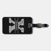 Xイニシャルパーソナライズされたシルバーモノグラムあなたの名前 ラゲッジタグ (裏面横)