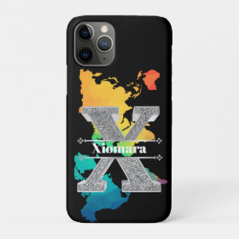 Xイニシャルパーソナライズされたシルバーモノグラムあなたの名前 iPhone 11 PROケース