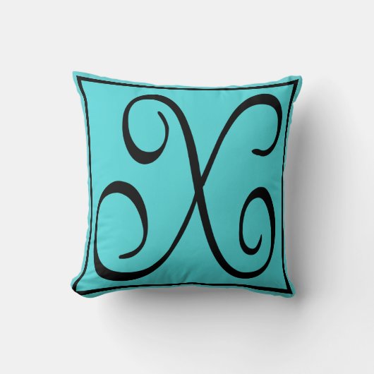 XイニシャルPILLOW – 文字Xアクアバックグラウンド クッション (正面)