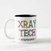 Xパーソナライズされた線技術X線技術者 ツートーンマグカップ (左)