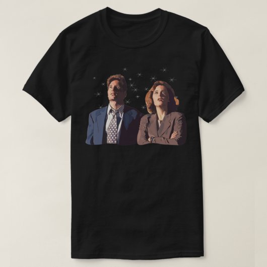 Xファイル深いの喉キツネMulderとDana Scully Tシャツ (デザイン正面)