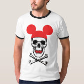 Xボーンを持つ漫画のマウス耳の帽子のスカル Tシャツ (正面)