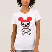 Xボーンを持つ漫画のマウス耳の帽子のスカル Tシャツ (正面)