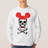 Xボーンを持つ漫画のマウス耳の帽子のスカル Tシャツ (正面)