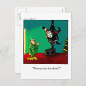 XマスおもしろいポストカードサンタChimneyに貼り付け シーズンポストカード (正面/裏面)