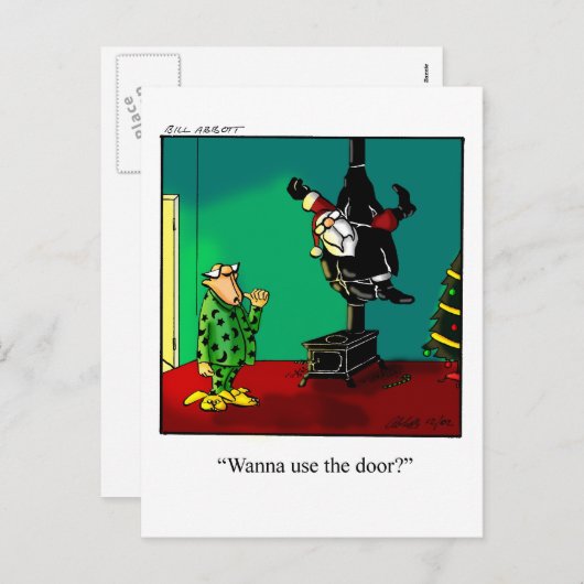 XマスおもしろいポストカードサンタChimneyに貼り付け シーズンポストカード (正面/裏面)