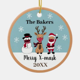Xマスメリークトナカイおもしろい雪だるまサンタ セラミックオーナメント