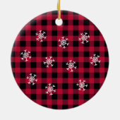 Xマスメリークバッファローおもしろいプレイドチェックサンタ セラミックオーナメント (裏面)