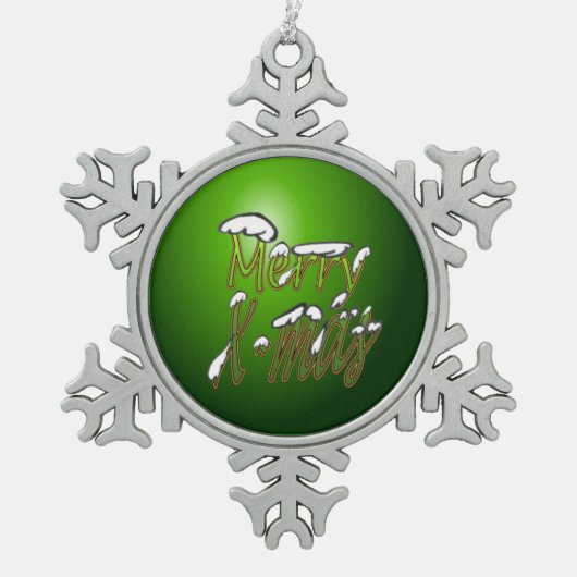 Xマスメリープータースノーフレークオーナメント スノーフレークピューターオーナメント (正面)