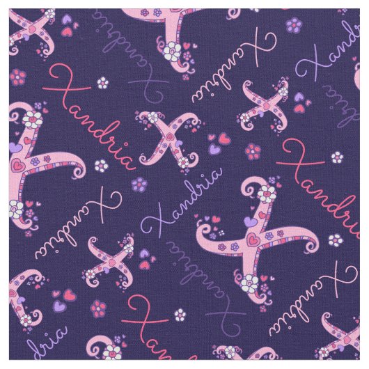 Xモノグラムと名パーソナライズされた称柳織物 ファブリック (クローズアップ)