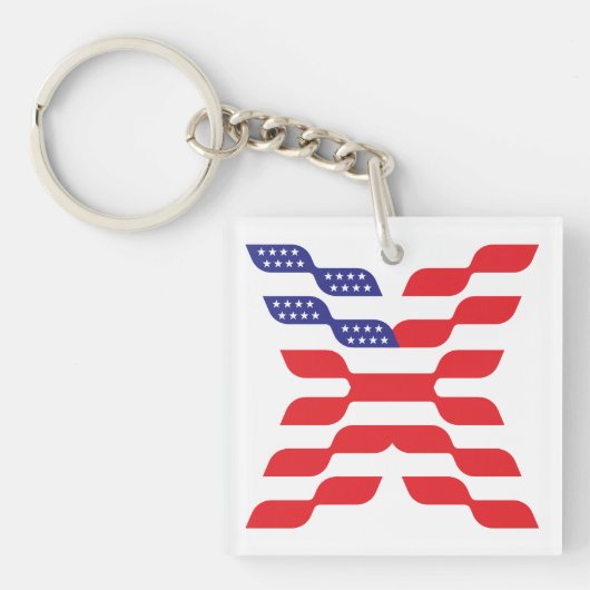 Xモノグラムアメリカ国旗 キーホルダー (正面)