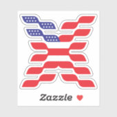 Xモノグラムアメリカ国旗 シール (シート)