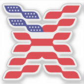 Xモノグラムアメリカ国旗 シール (正面)