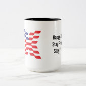 Xモノグラムアメリカ国旗 ツートーンマグカップ (中央)