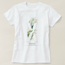 Xモノグラム金ゴールドグリー葉ネリエレガントー Tシャツ