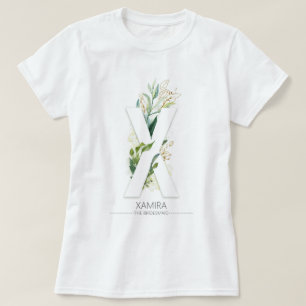 Xモノグラム金ゴールドグリー葉ネリエレガントー Tシャツ