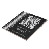 Xモノグラム「黒に白いレース」結婚のタイル タイル (側面)