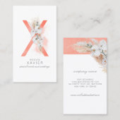 Xレターモノグラムホワイトランとパンパスグラス 名刺 (正面/裏面)