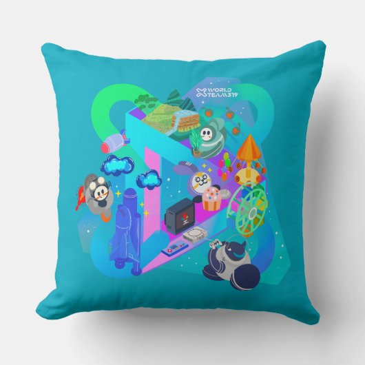 Xワールドチーム319-20250303ピロー クッション (正面)