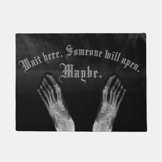 X光線の放射線学の医学の足は玄関マットをここに待っています ドアマット (正面)