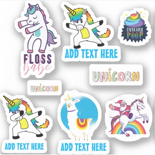 x形ユニコーンかわいいおもしろいかわいいダブ絵文字8 シール (正面)