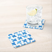 X模様に交差する絞り青い水色 スクエアペーパーコースター (インサイチュ)