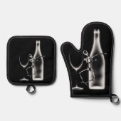 X線お祝いスケルトン&ワイン 鍋つかみ&鍋敷きセット (正面)