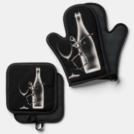 X線お祝いスケルトン&ワイン 鍋つかみ&鍋敷きセット