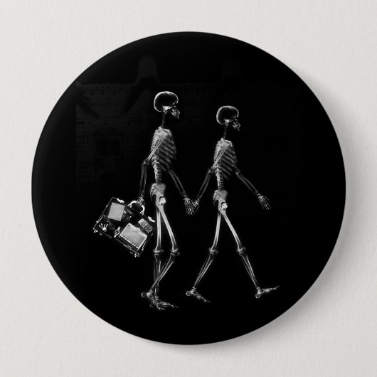 X線の視野の骨組カップル走行B&W 缶バッジ (正面)