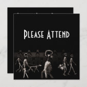 X線の骨格夜の散歩、黒いセピア 招待状 (正面/裏面)