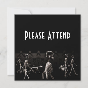 X線の骨格夜の散歩、黒いセピア 招待状