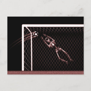 X線の骨組サッカーのゴールキーパーの赤 ポストカード